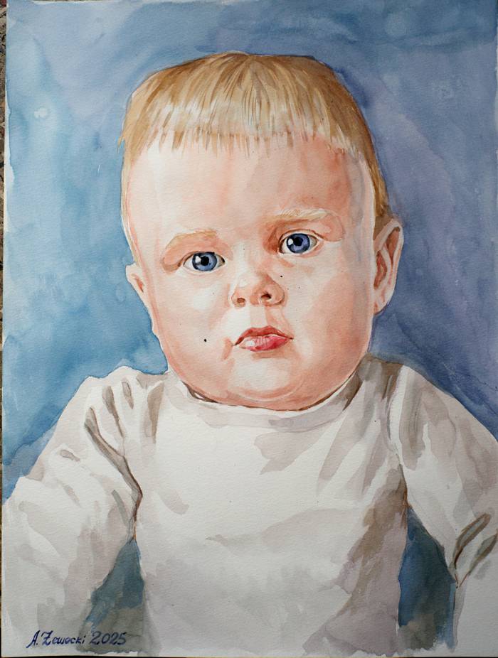 portret chłopca akwarelą portret dziecka 6